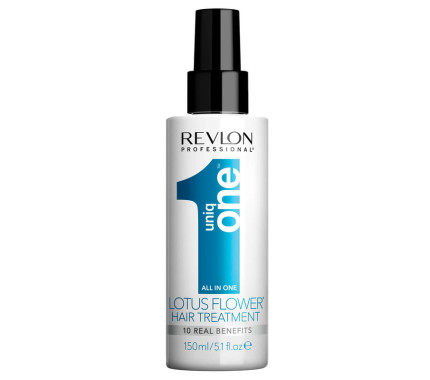 Спрей для волосся із ароматом квітки лотоса Revlon Professional Uniq One Hair Treatment, 150 мл Спрей для волосся із ароматом квітки лотоса Revlon Professional Uniq One Hair Treatment, 150 мл