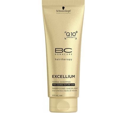 Смягчающий шампунь для волос Schwarzkopf Professional BC Bonacure Excellium Taming Q10+ Omega3 Shampoo, 200 мл., 1000 мл